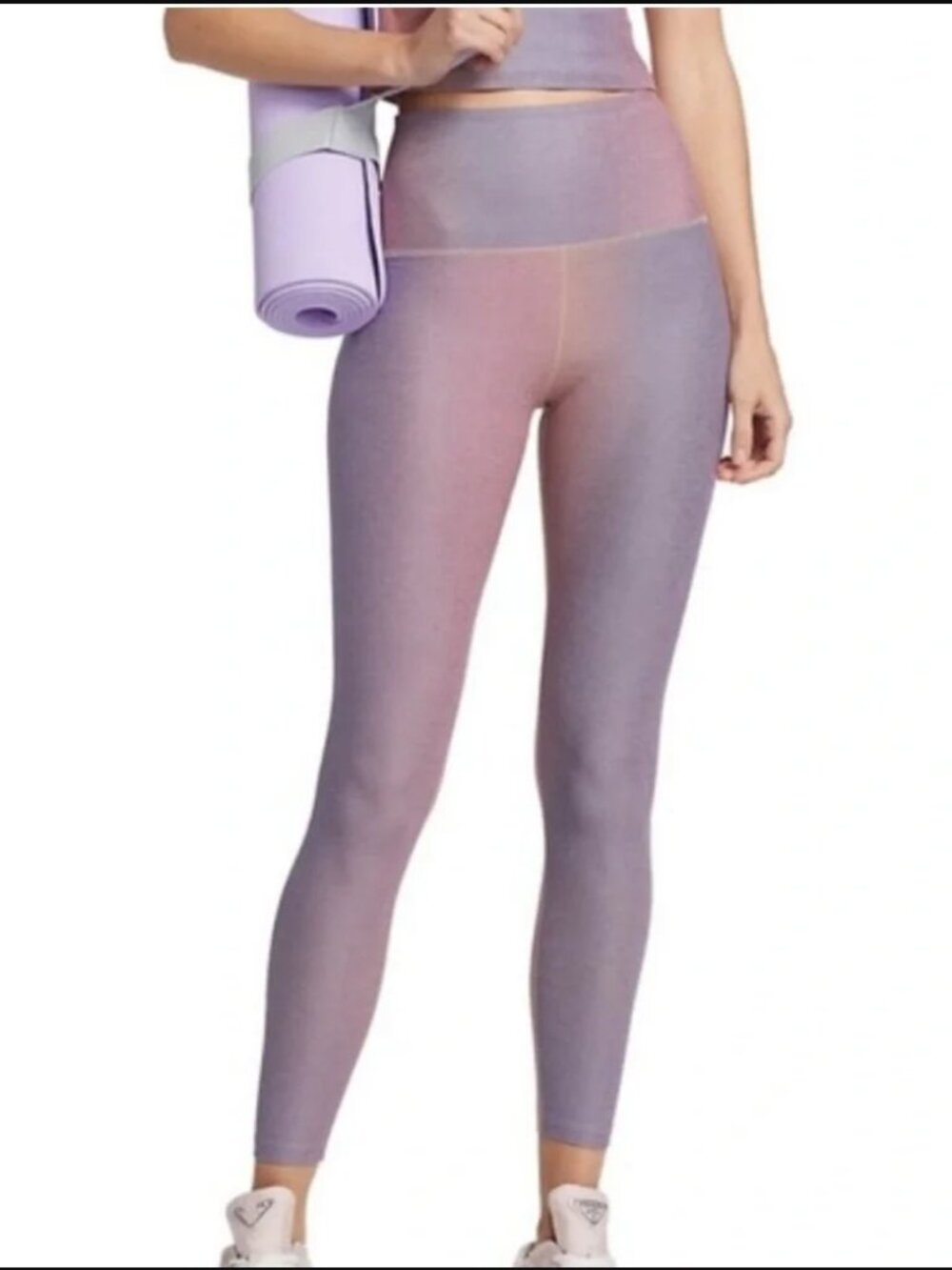 Beyond Yoga set: High waisted midi leggings, slim racerback cropped tank, small